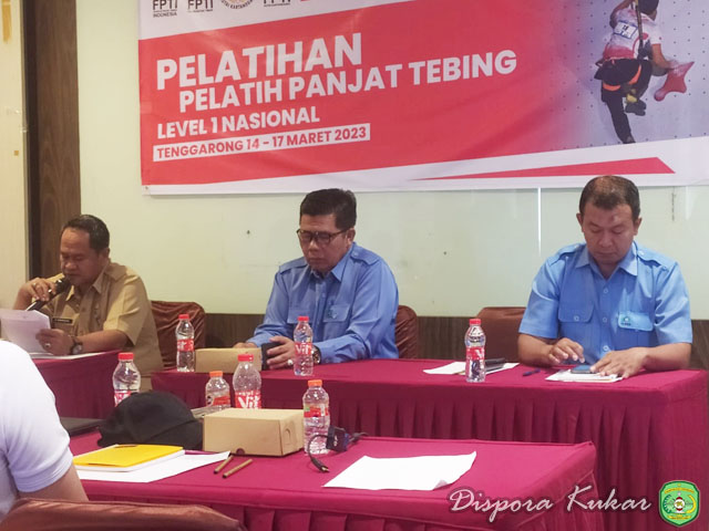 Rakhmadan Menyampaikan harapkan agar pelatihan ini memberikan kemajuan bagi para peltih panjat tebing dalam hal pengembangan teknik dan strategi panjat tebing